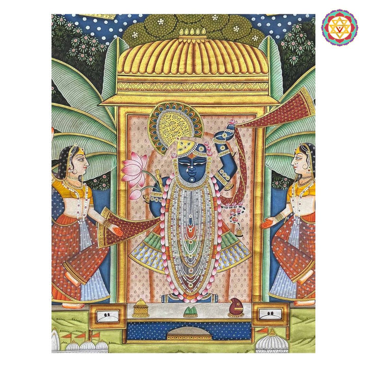 Hand-Painted Pichwai – Sharad Shrinathji with Gopikas