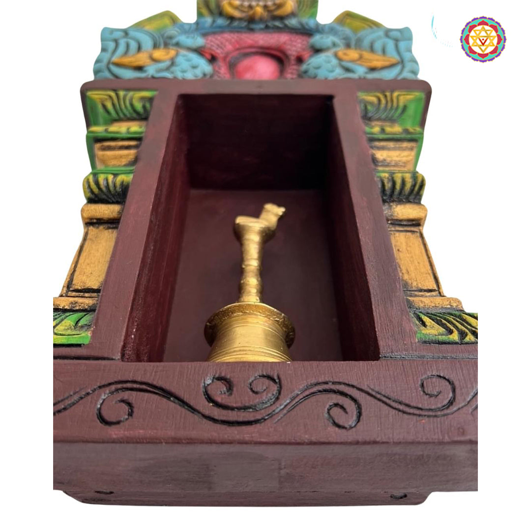 Woodcarved Temple style Box shelf with Pillar & Annam Carvings