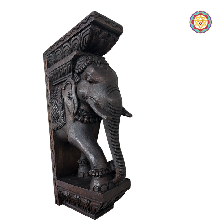 Wood-carved Ganesh design elephant brackets with intricate carvings . Special carving model  (each)