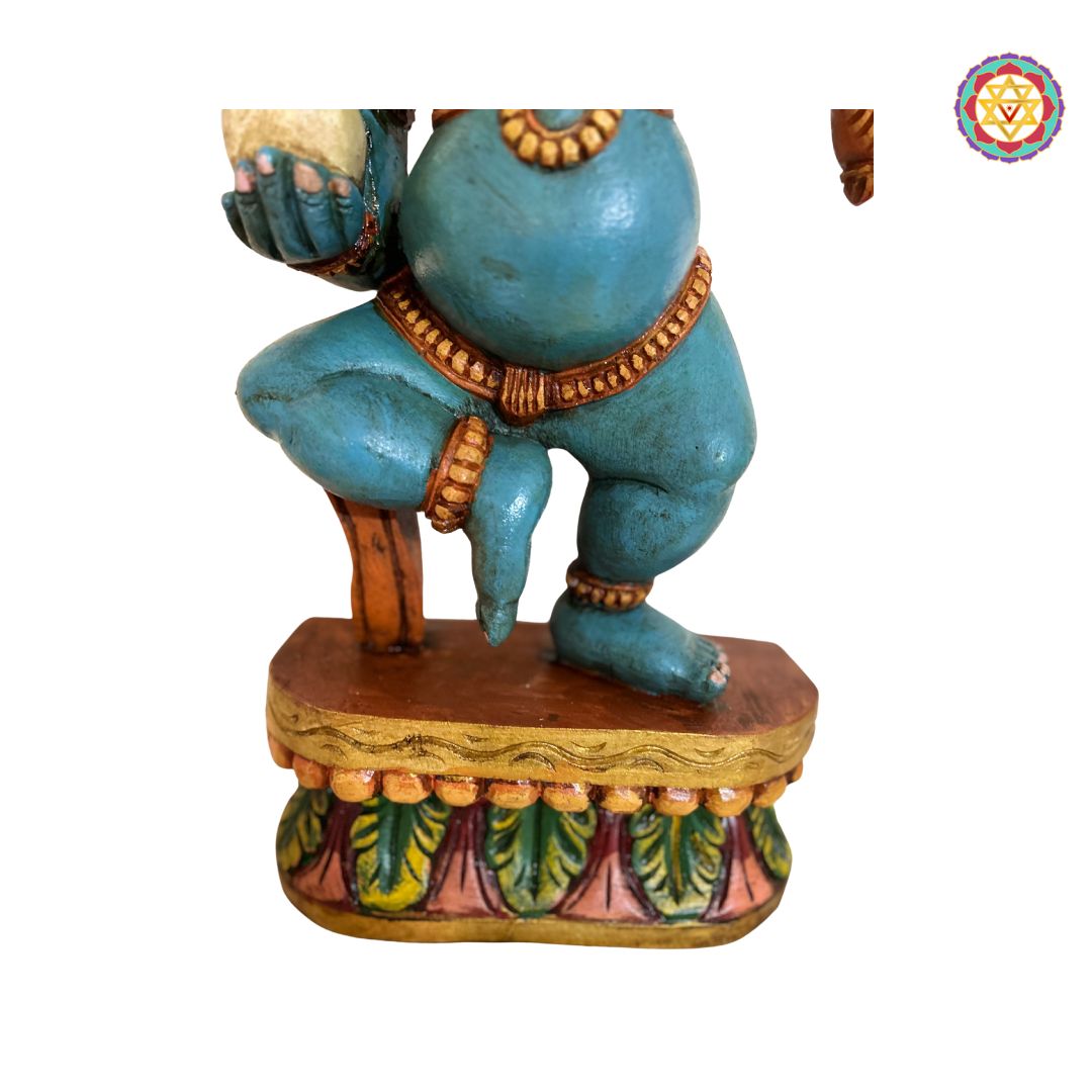 bal krishna sculpture handcrafted traditional wooden artwork