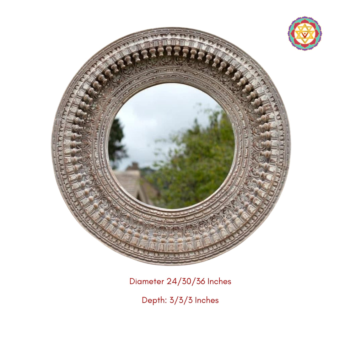 Wooden Carved Round Mirror Frame