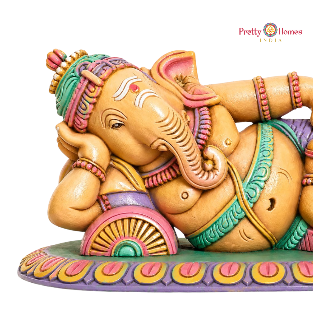 Fine Finish Multicoloured Resting Ganesha