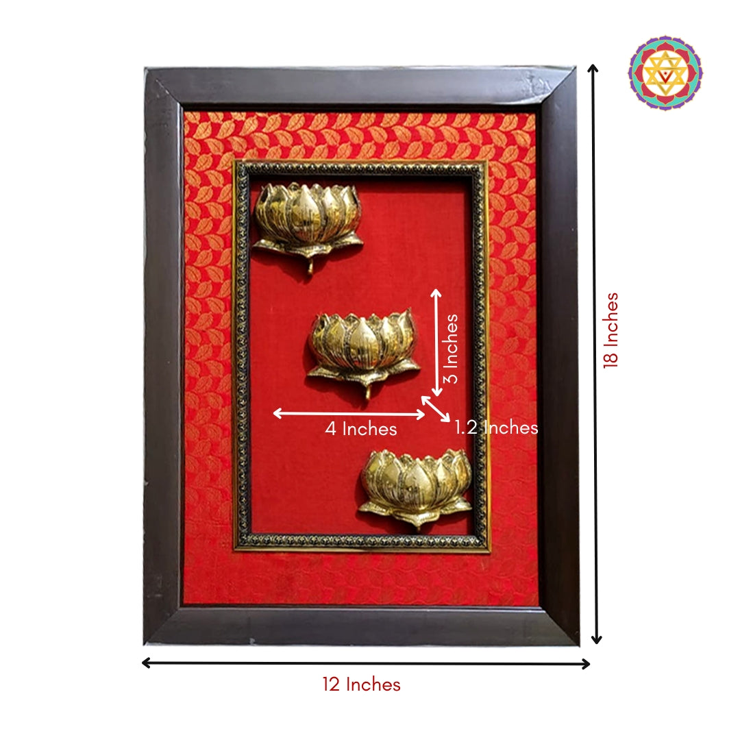 Brass lotus Wall hanging frame  With 3 lotuses