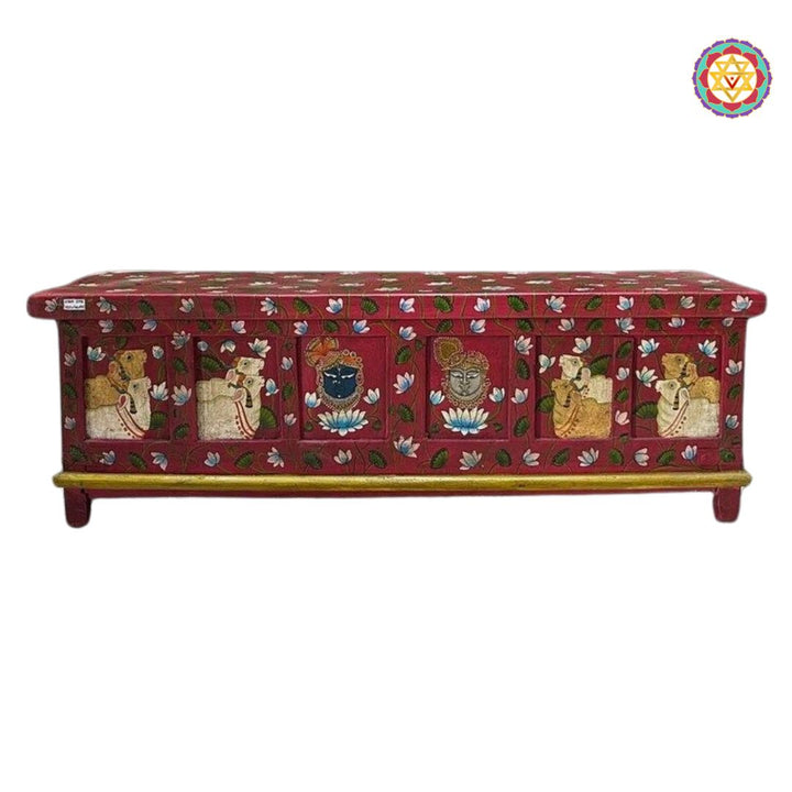 Wooden pichwai style handpainted trunk/ coffee table