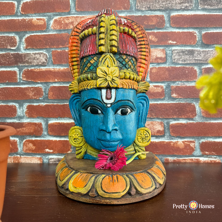 Handcarved Table Top Vishnu on Vintage Carved Stand