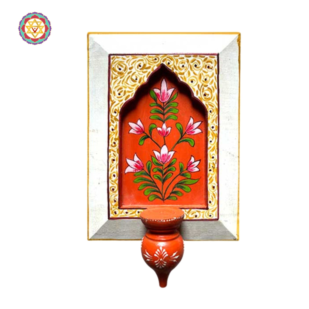 handcarved wooden ganesha wall frame with intricate floral motifs