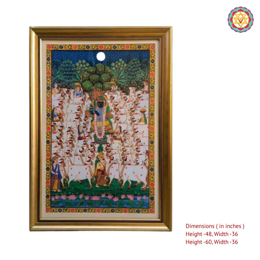 Handpainted pichwai Shrinathji Gopashtami Pooja – Devotional Pichwai Masterpiece