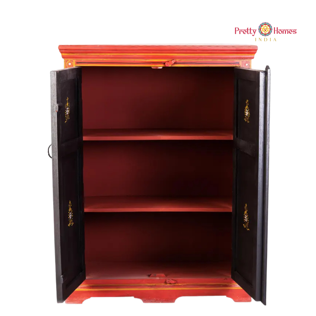 Hand-Painted Side Cabinet / Storage Unit with Mythical Paintings