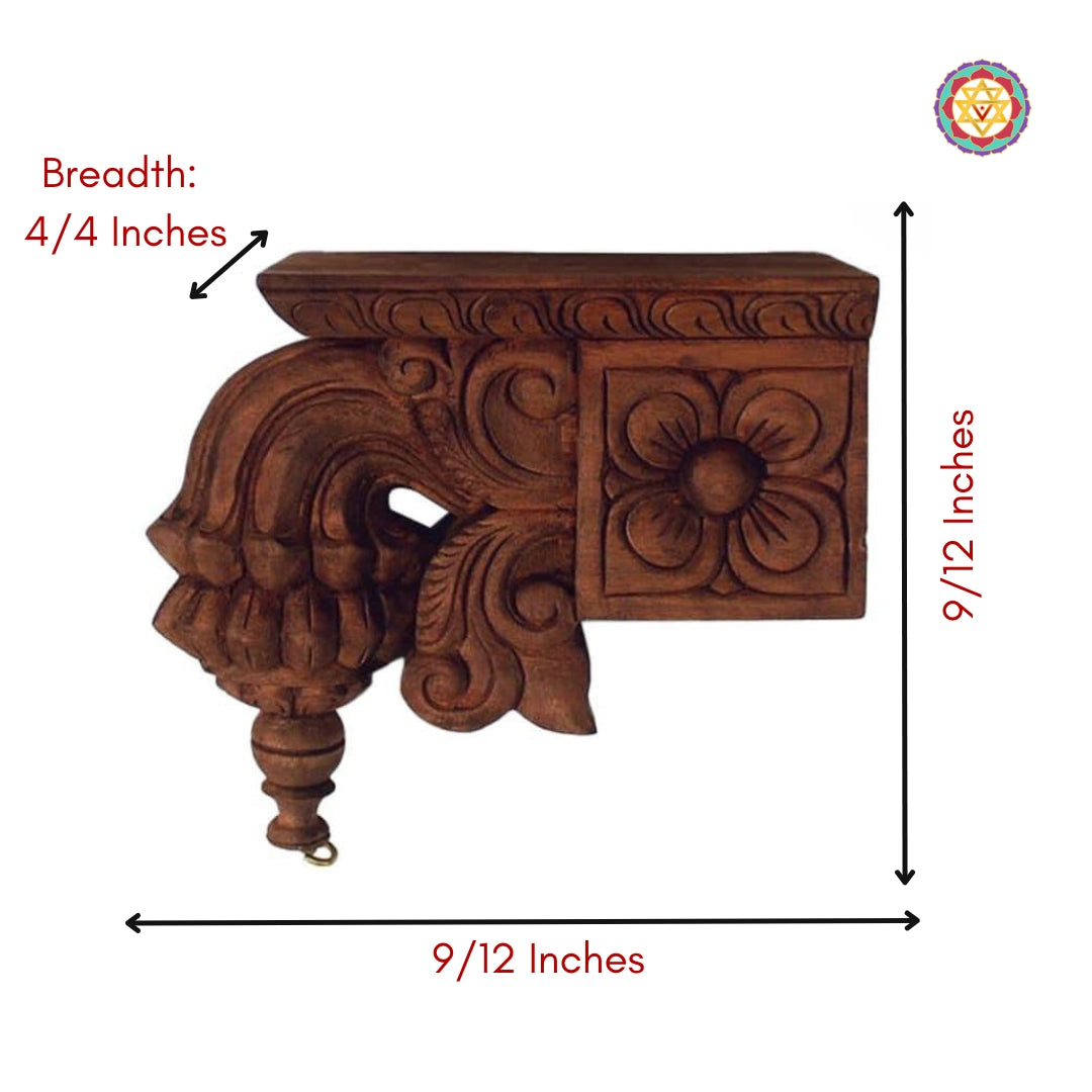 Elegant lotus pattern wall bracket made from solid wood in vintage finish