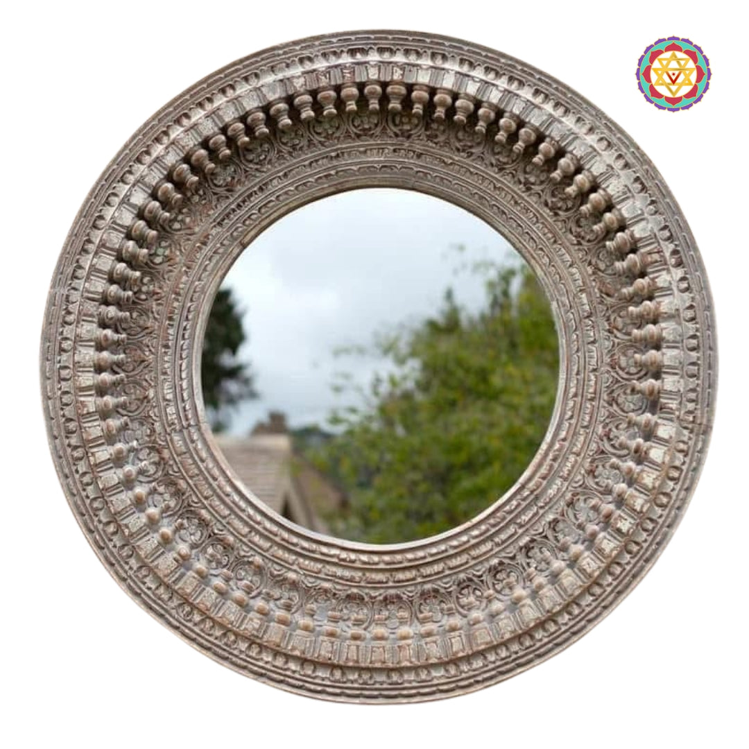 Wooden Carved Round Mirror Frame