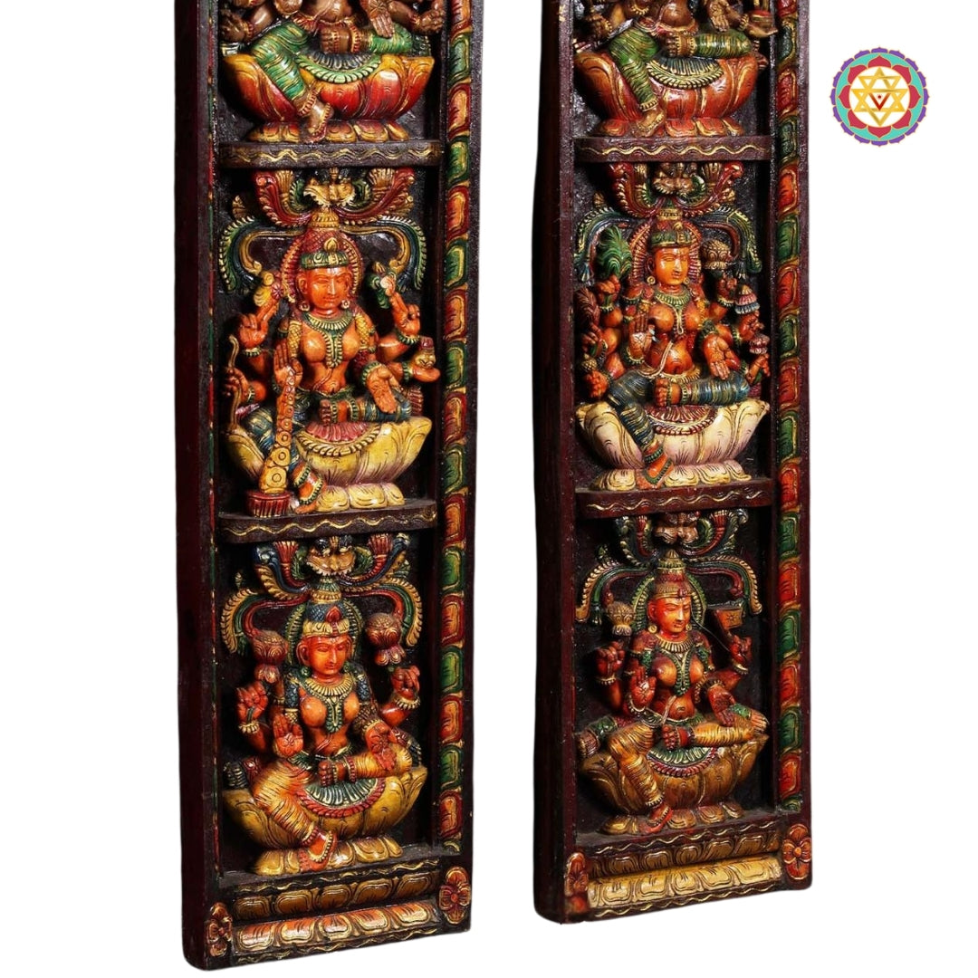 Angled side view of Ashtalakshmi multicolour panels