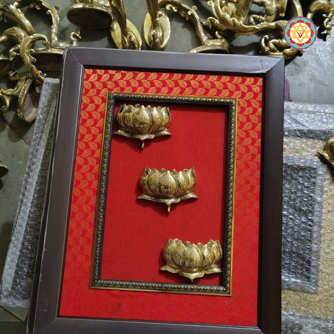 Antique brass lotus flower frame for traditional wall decor