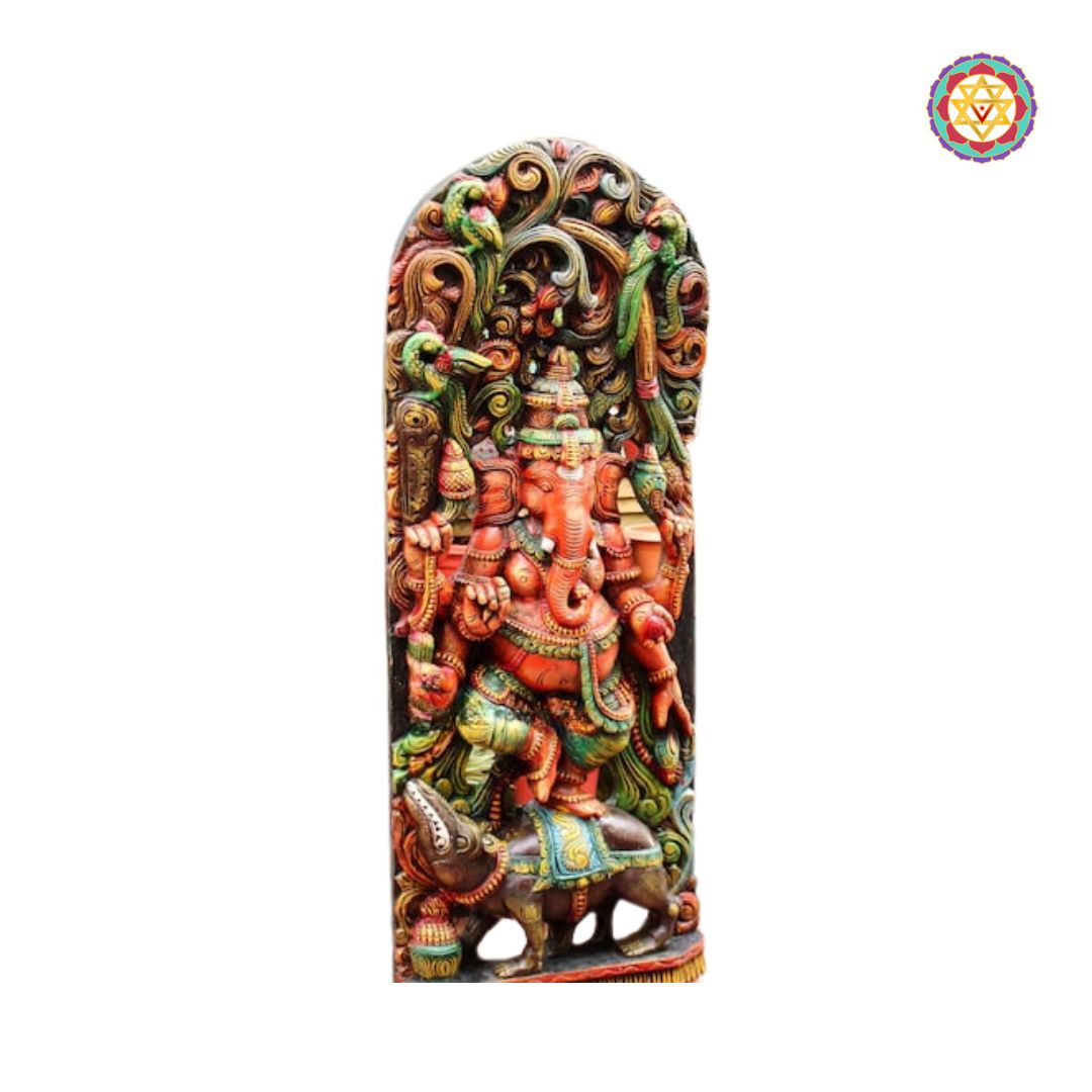 large ganesha canopy carving side angle view
