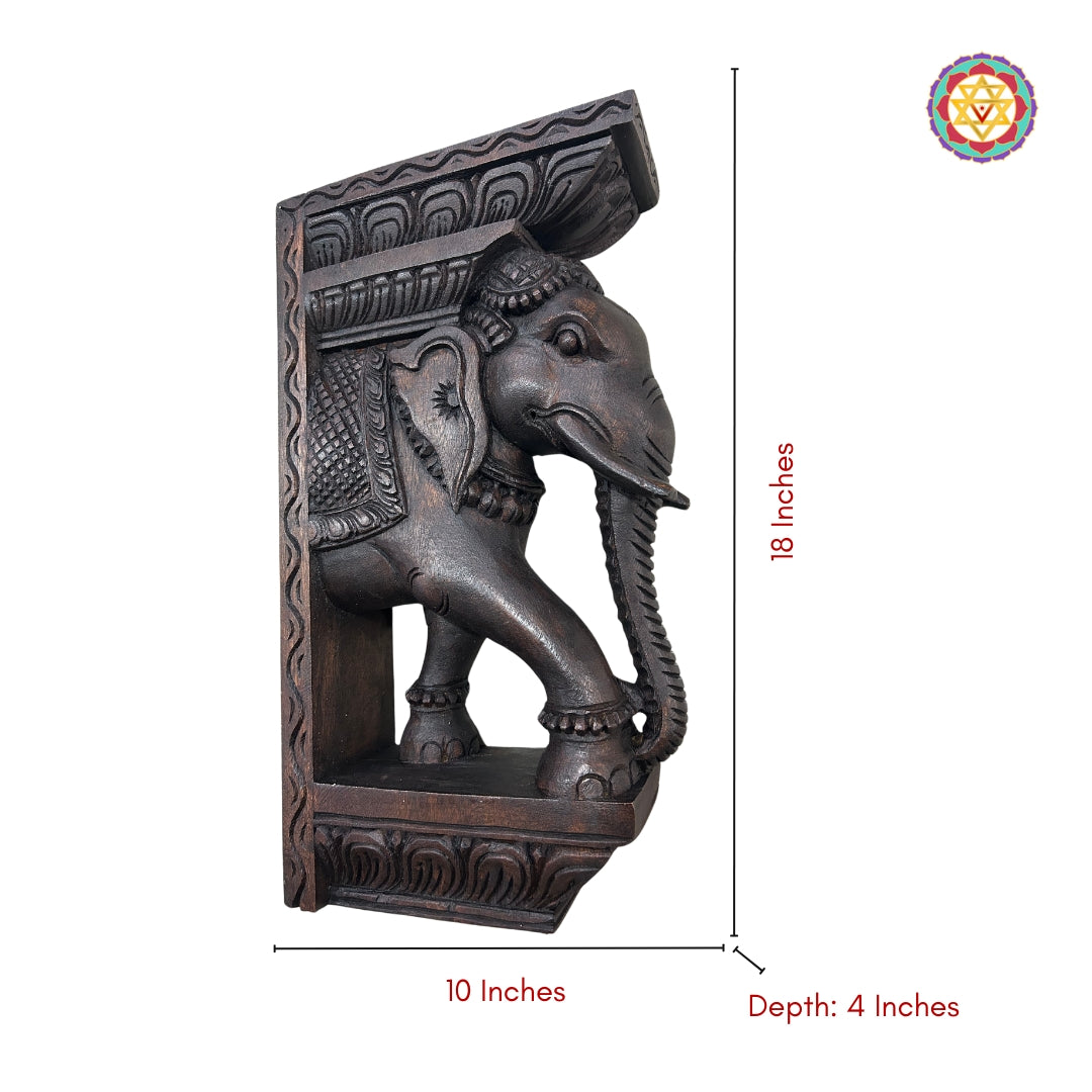 Wood-carved Ganesh design elephant brackets with intricate carvings . Special carving model  (each)