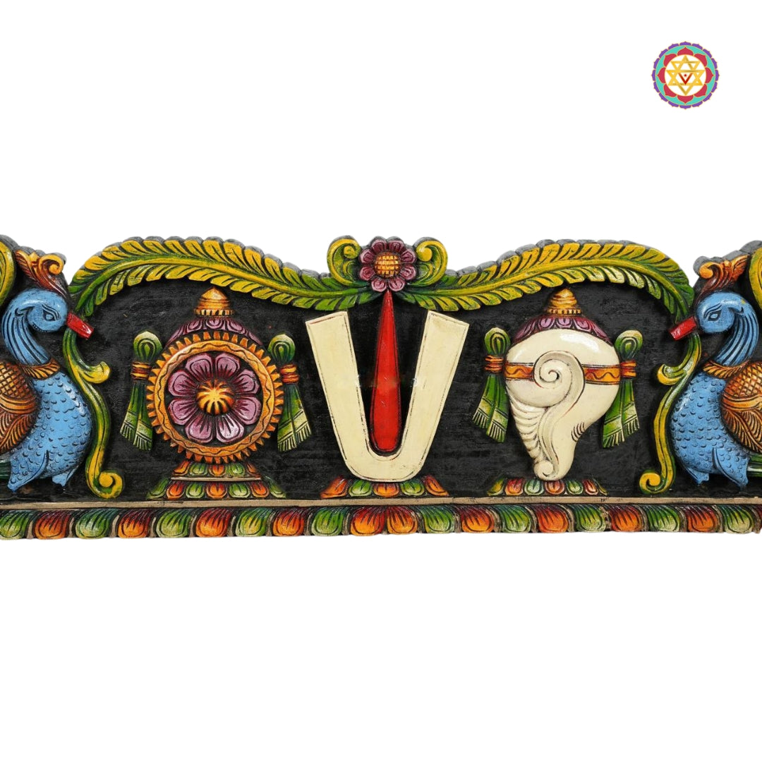 Front view of wooden Venkateshwara panel