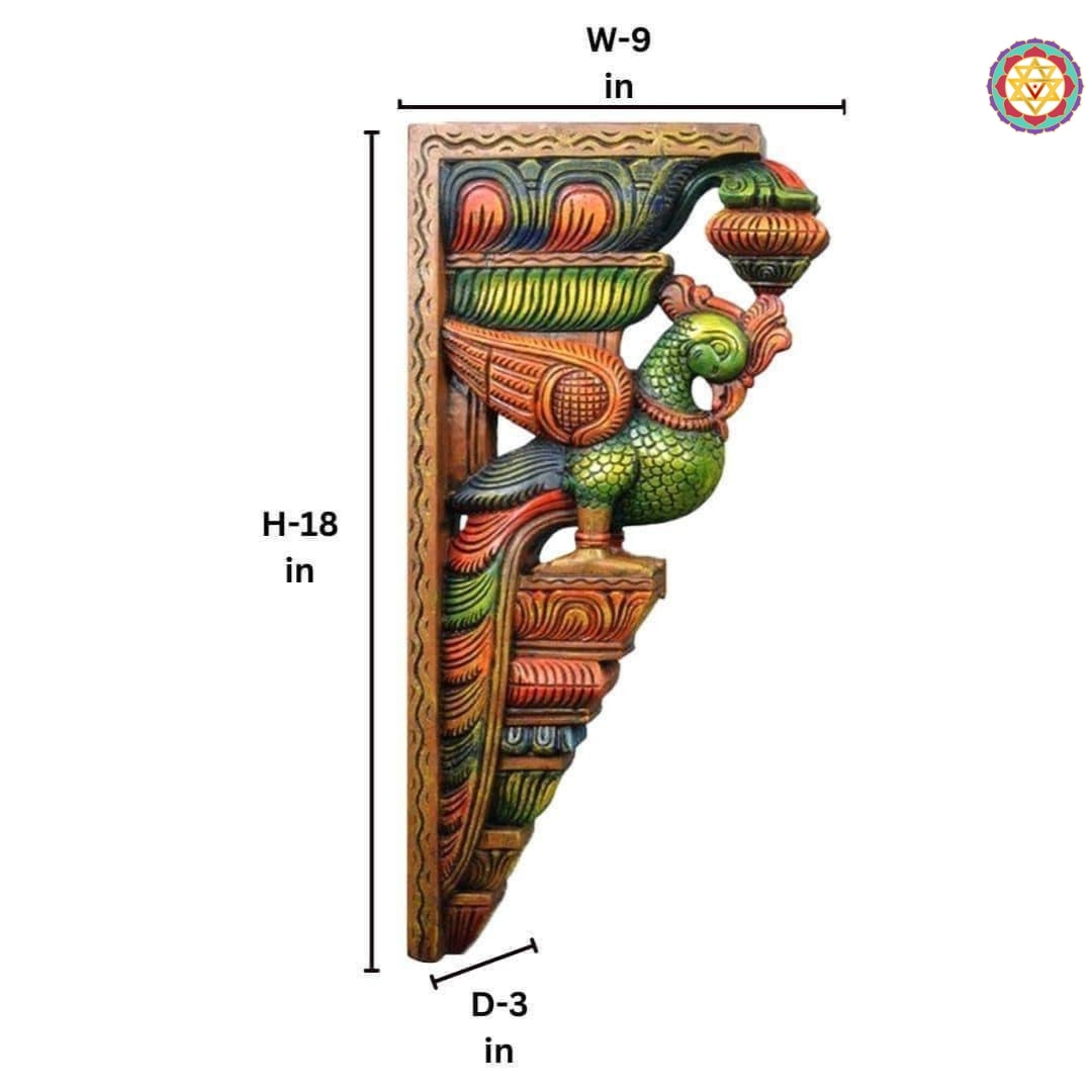 Rear angle of parrot wall bracket showing handcrafted woodwork and smooth finish texture