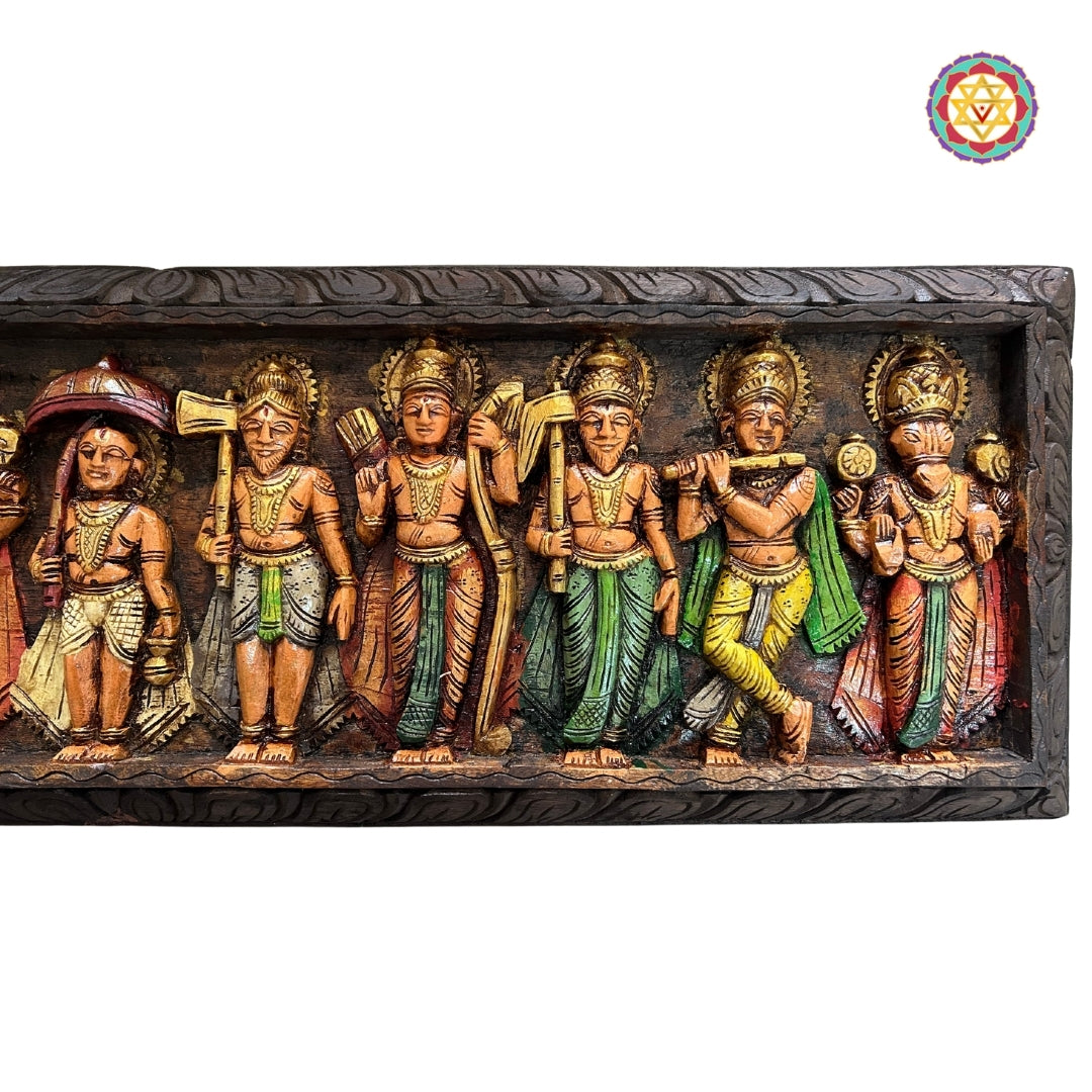 Large Woodcarved Dasavtaram wall mount /wall panel