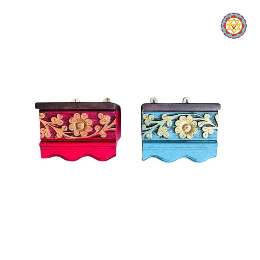 Wood-carved Floating shelves in floral patterns.