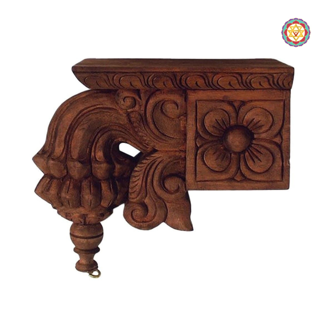 Traditional Hand Carved Corbel / Wall bracket- Carved Lotus design base (Single)