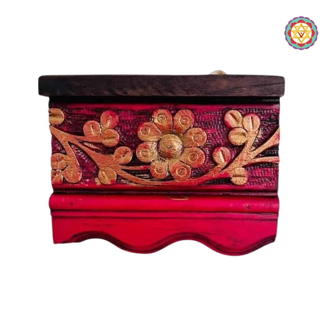Wood-carved Floating shelves in floral patterns.