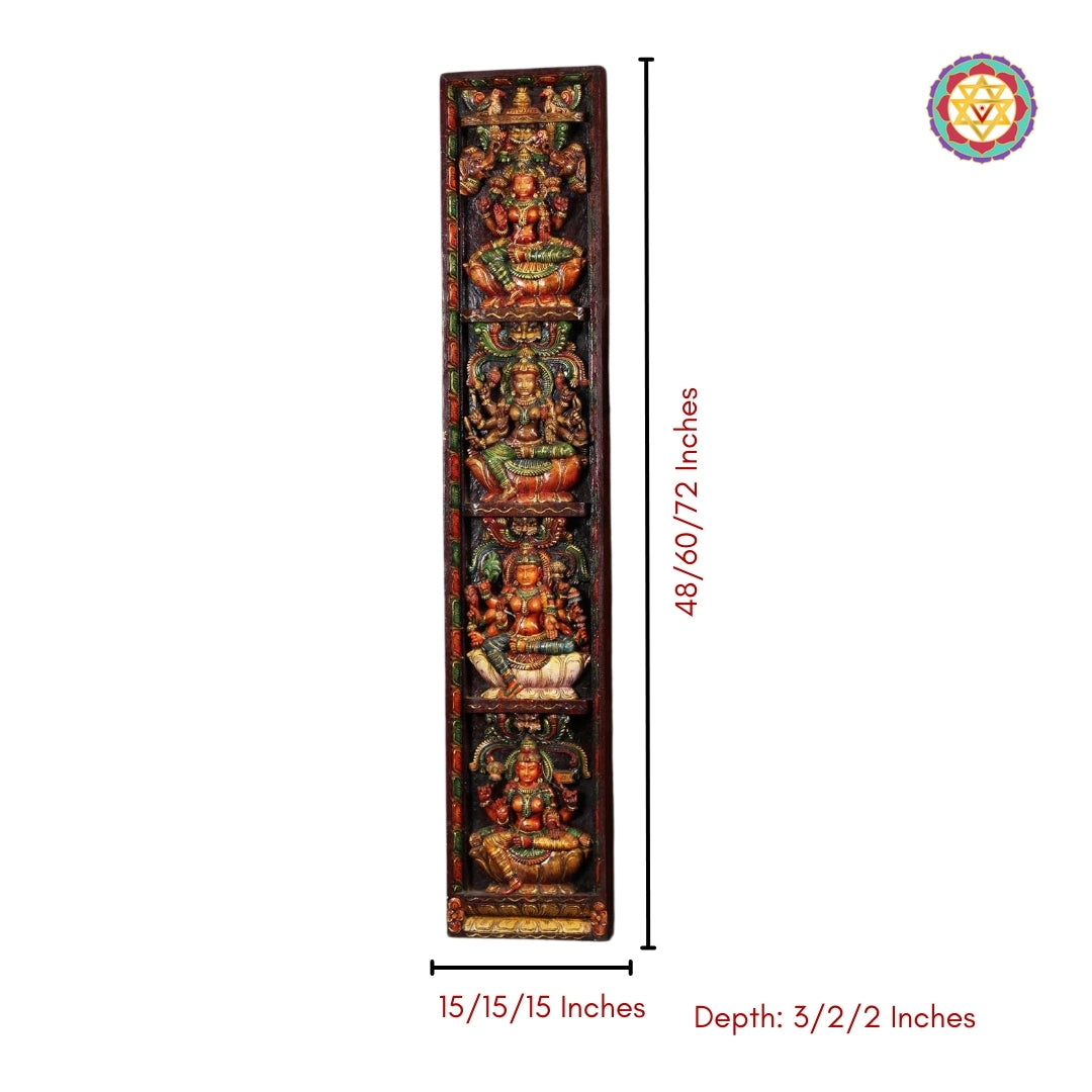 Dimensions shown for large vertical Ashtalakshmi panel pair

