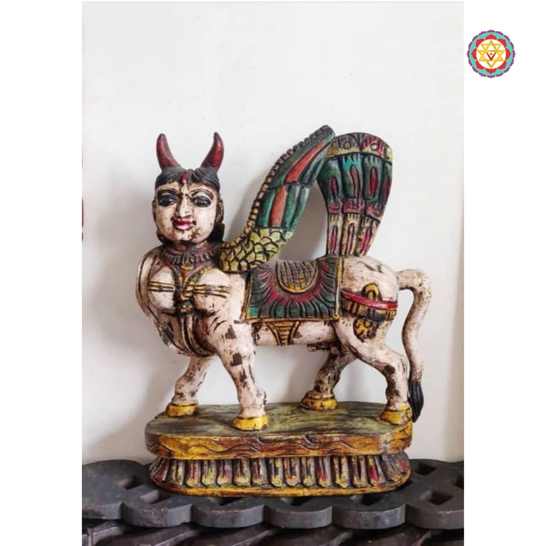 Vintage style ,Woodcarved Kamdhenu/Kamadhenu sculpture