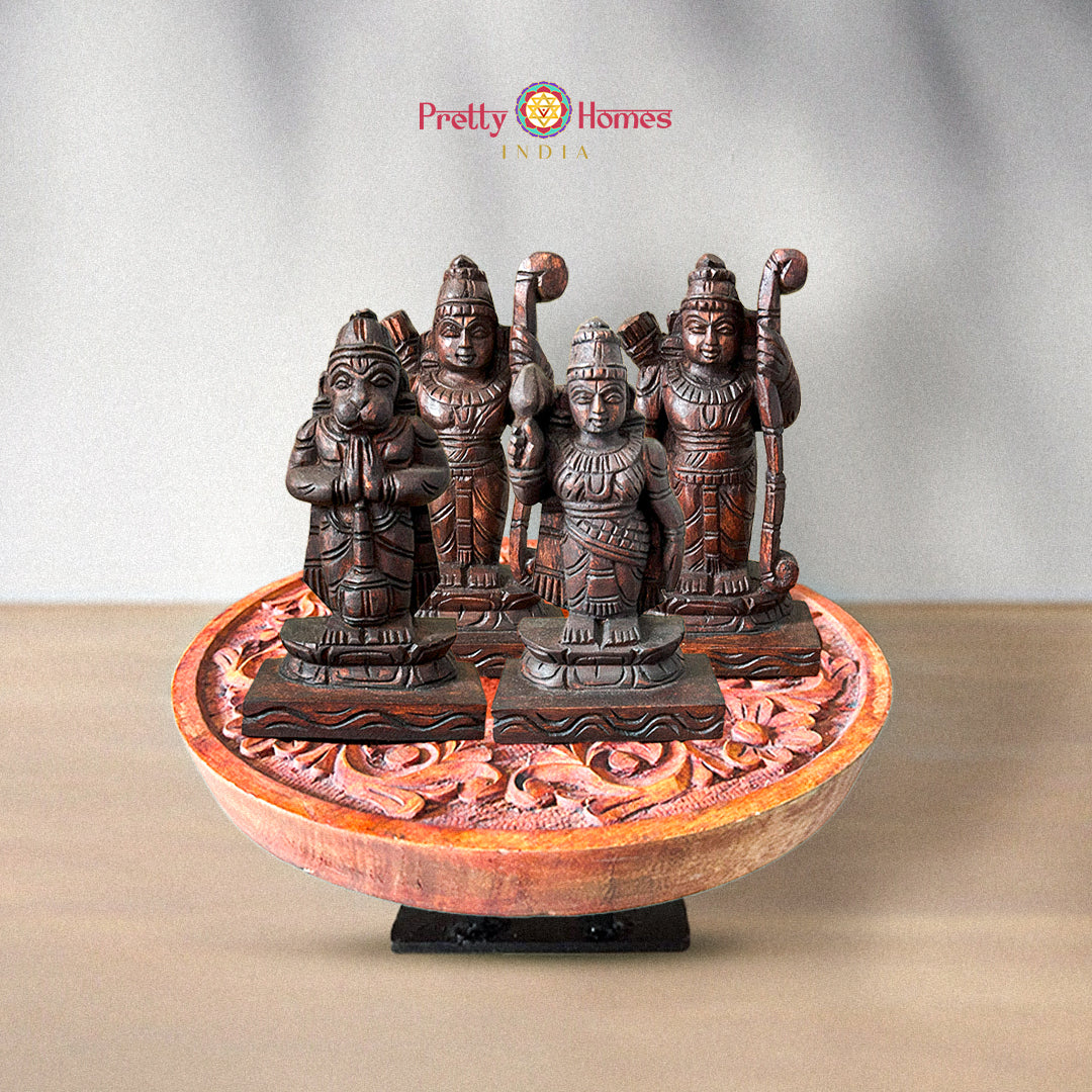 Handcarved Wooden Auspicious Ram Darbar Tabke top, with carved top