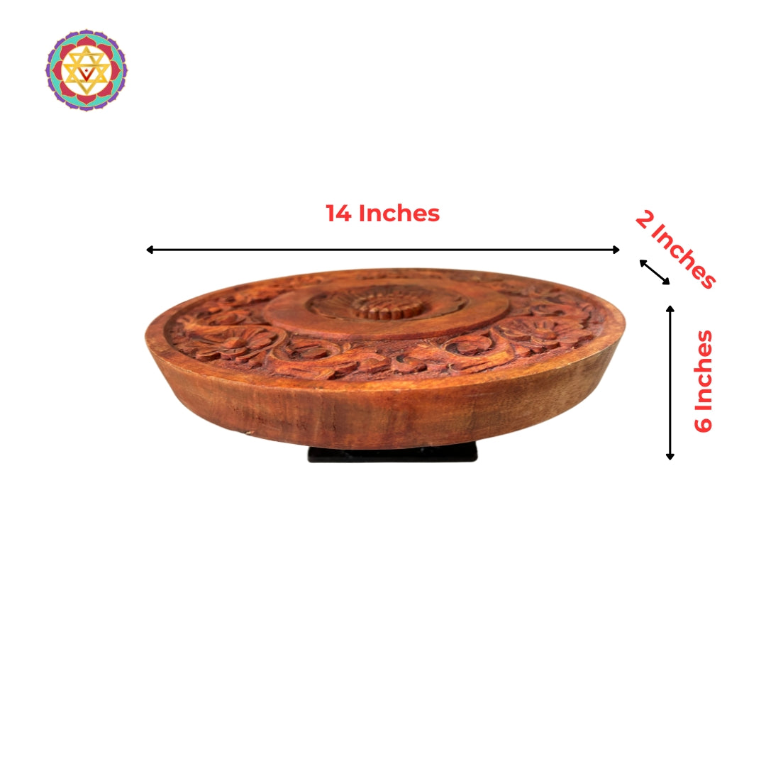 Handcarved Wooden Auspicious Ram Darbar Tabke top, with carved top