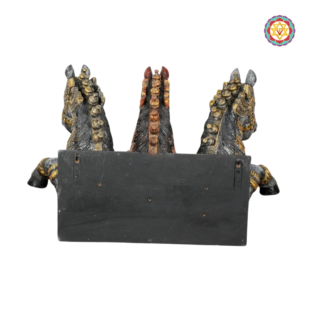 Vintage finish wooden horse wall decor symbolizing strength and motion
