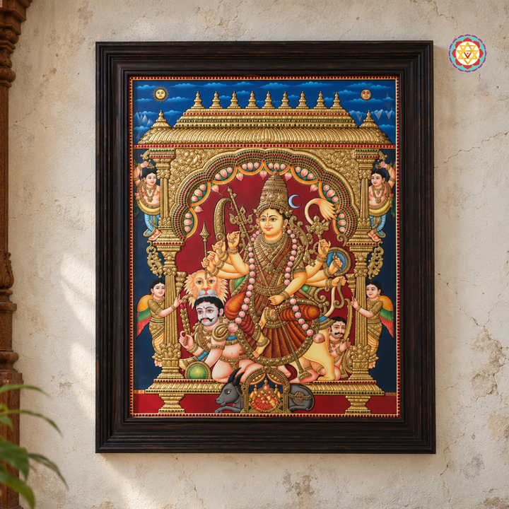 Goddess Durga – Mahishasura Mardini Tanjore Painting