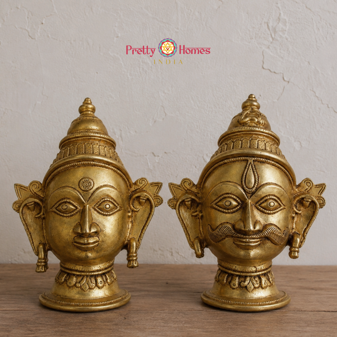 Brass Shiva & Parvati Wall Mount /table top -Mukhlingam