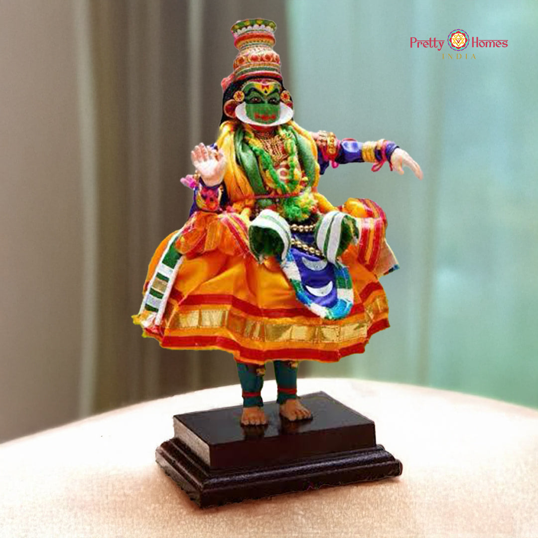 wooden kathakali krishna doll handmade traditional decor