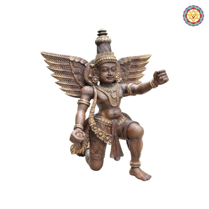 Woodcarved Sitting Tabletop Garuda – Symbol of Devotion & Protection
