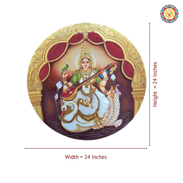 Divine Saraswati – Traditional Tanjore Style Handpainted Wall Plate