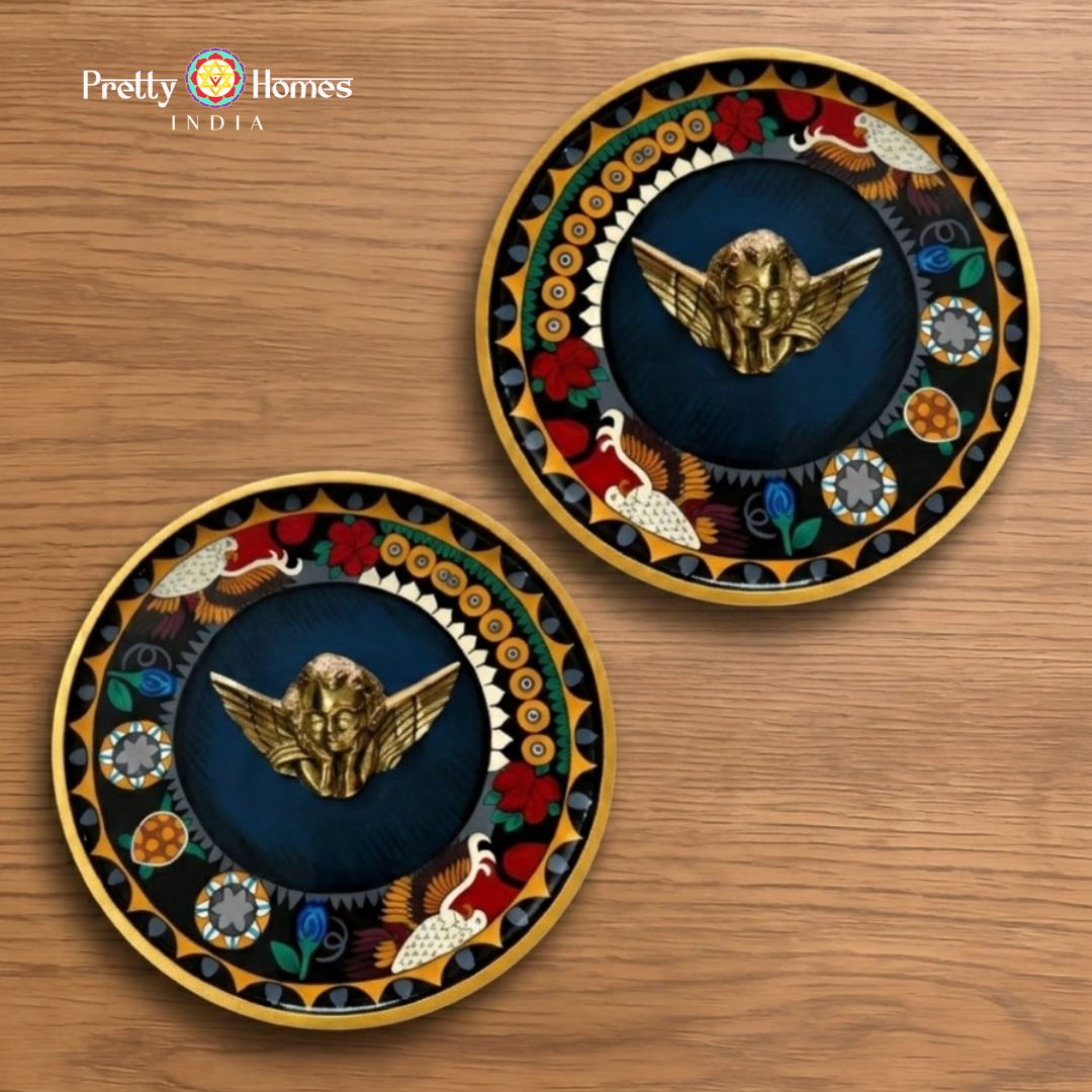 Wall decor – Brass Cherub Handpainted Wall Plate