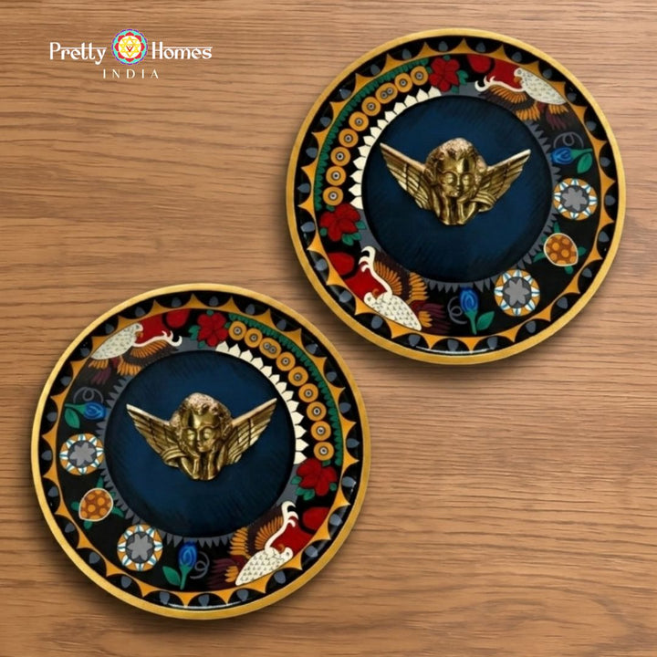 Wall decor – Brass Cherub Handpainted Wall Plate