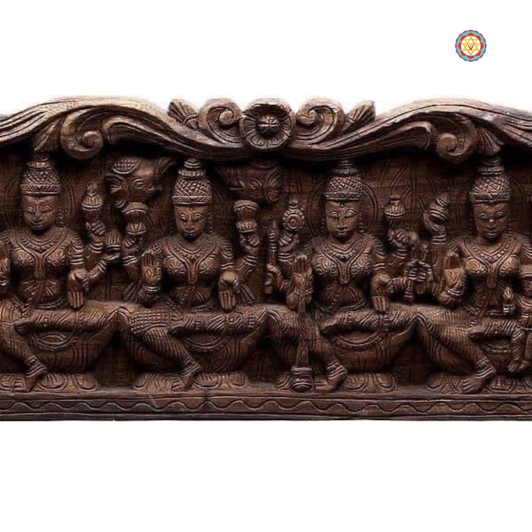 Woodcarved Asthalxmi/Ashtalaxmi Wall Panel/Wall Hanging