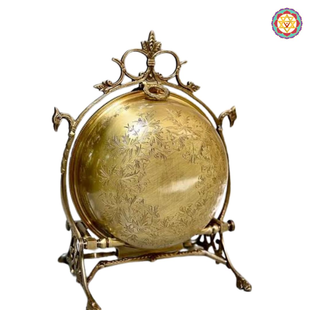 foldable brass platter angled view showcasing inner compartments