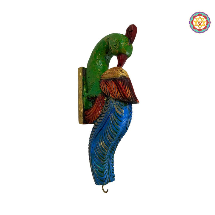 Hand-Carved Parrot Brackets – Blue & Green/wall corbels (A pair)