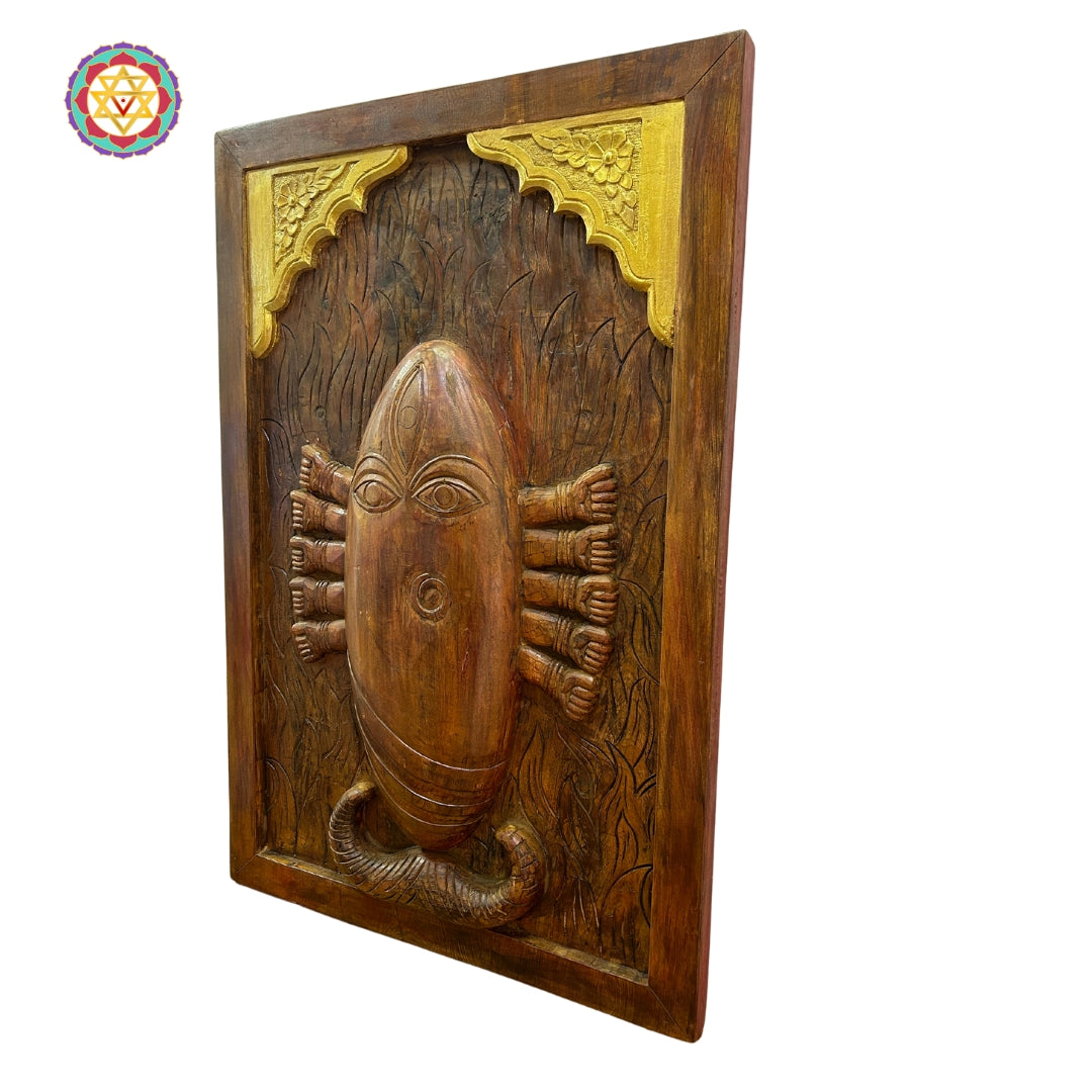 Wood carved Linga Bhairavi Frame. The Divine Feminine.