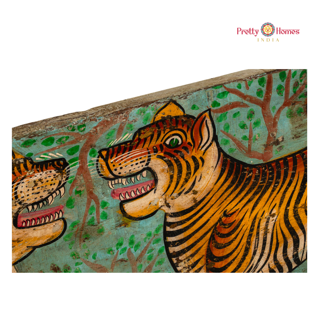 Hand-Painted Tiger Wall Hanging Panel