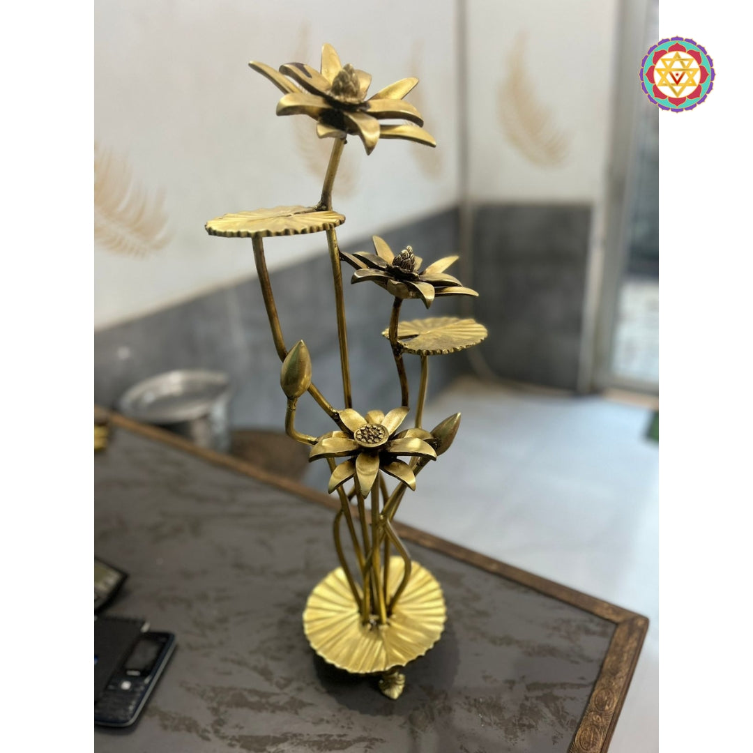 Brass Decorative Lotus Flower bouquet. 25”inches