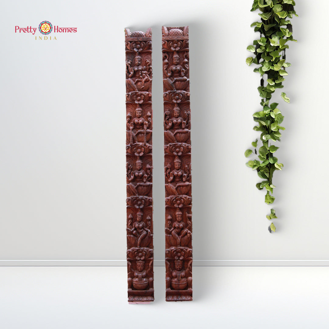 carved dashavatar wooden panel with traditional indian mythological theme