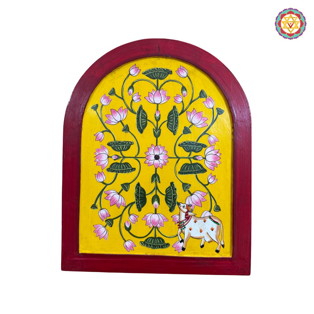 Arched Pichwai Wooden Frame – Handpainted & Ready to Hang
