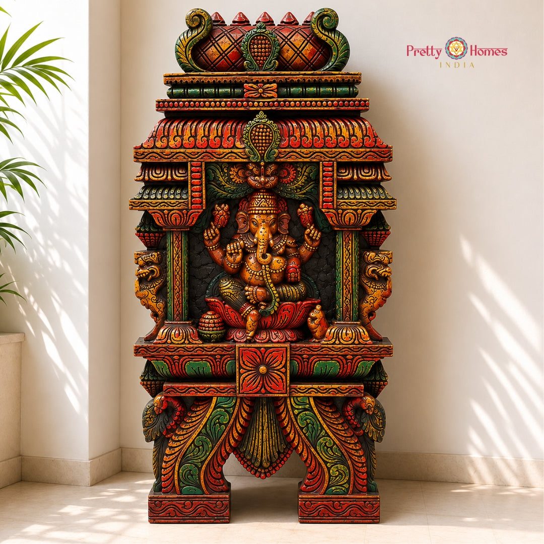 Ganesha Kavadi Gopuram Carved Wall Panel
