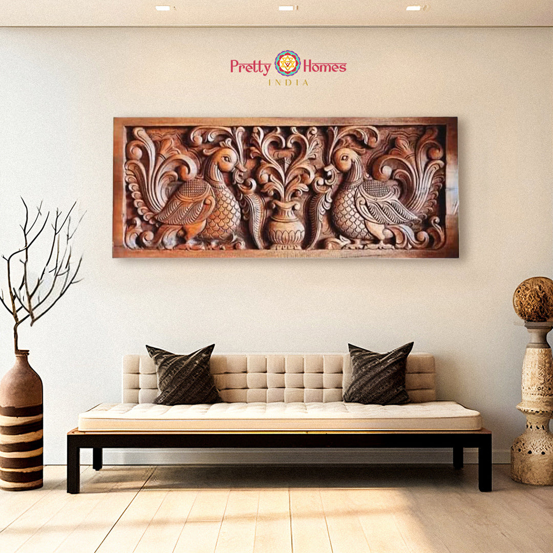 Horizontal wooden wall panels Annapakshi birds wall decor