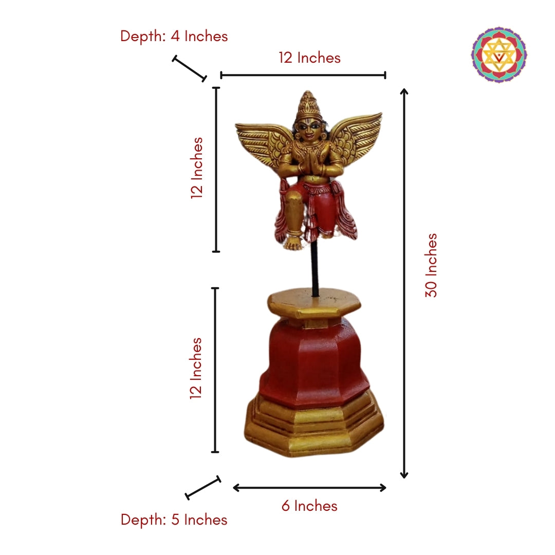 Traditional Indian wood carving angel decor for pooja interiors