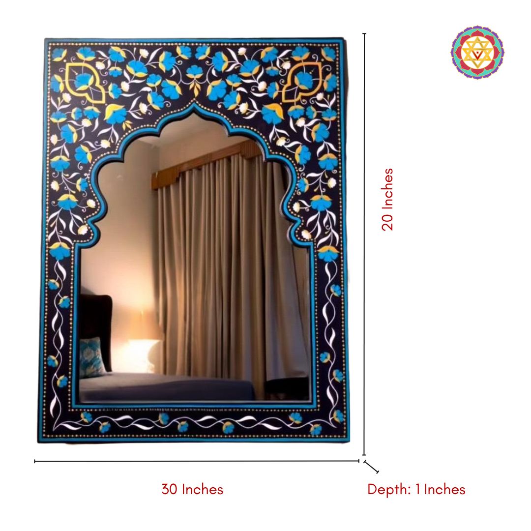 Measurement view of the mirror frame with height and width shown