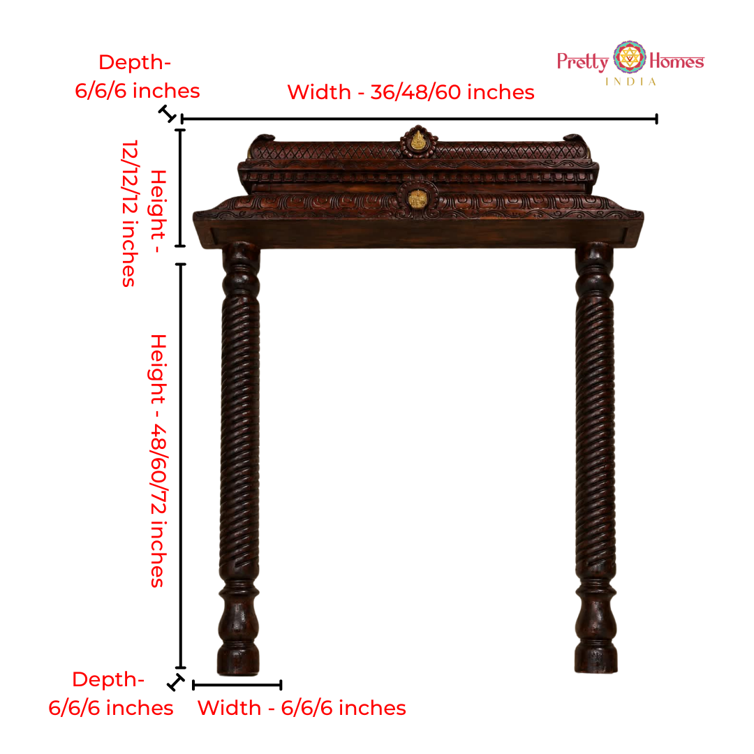 Set of Wood Carved Chettinad-Style Pillars & Deep Gopuram