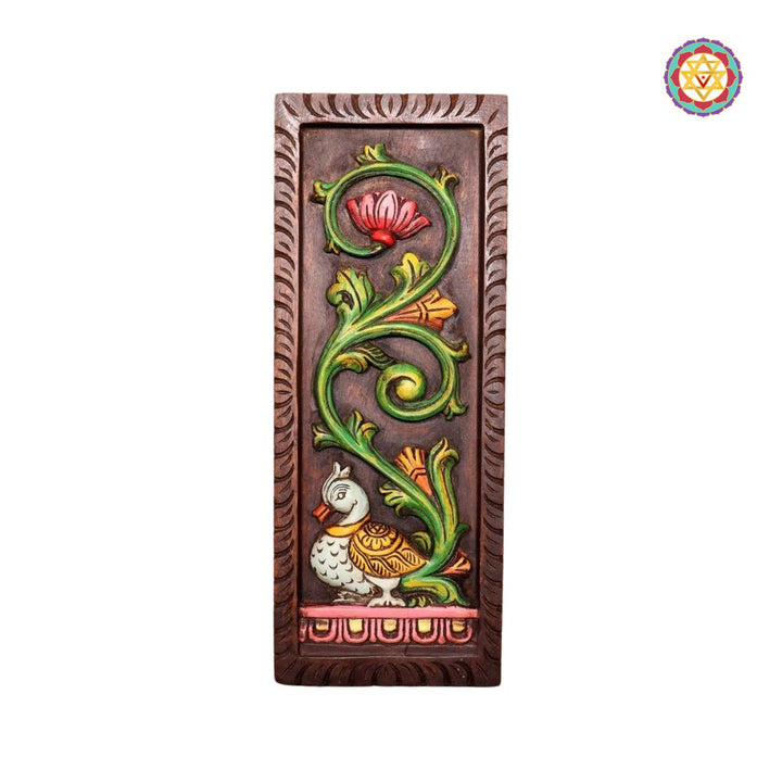 woodcarved vertical Annapakshi /annam with lotus and vines wall hanging /panel (each)